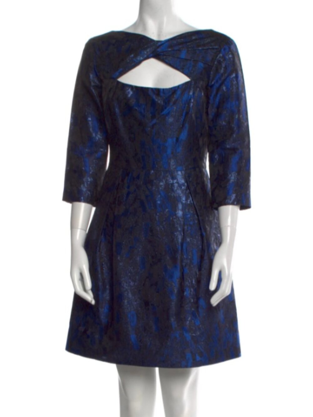 Lela Rose Bateau Neckline Mini Dress Blue | Size: M | US 6